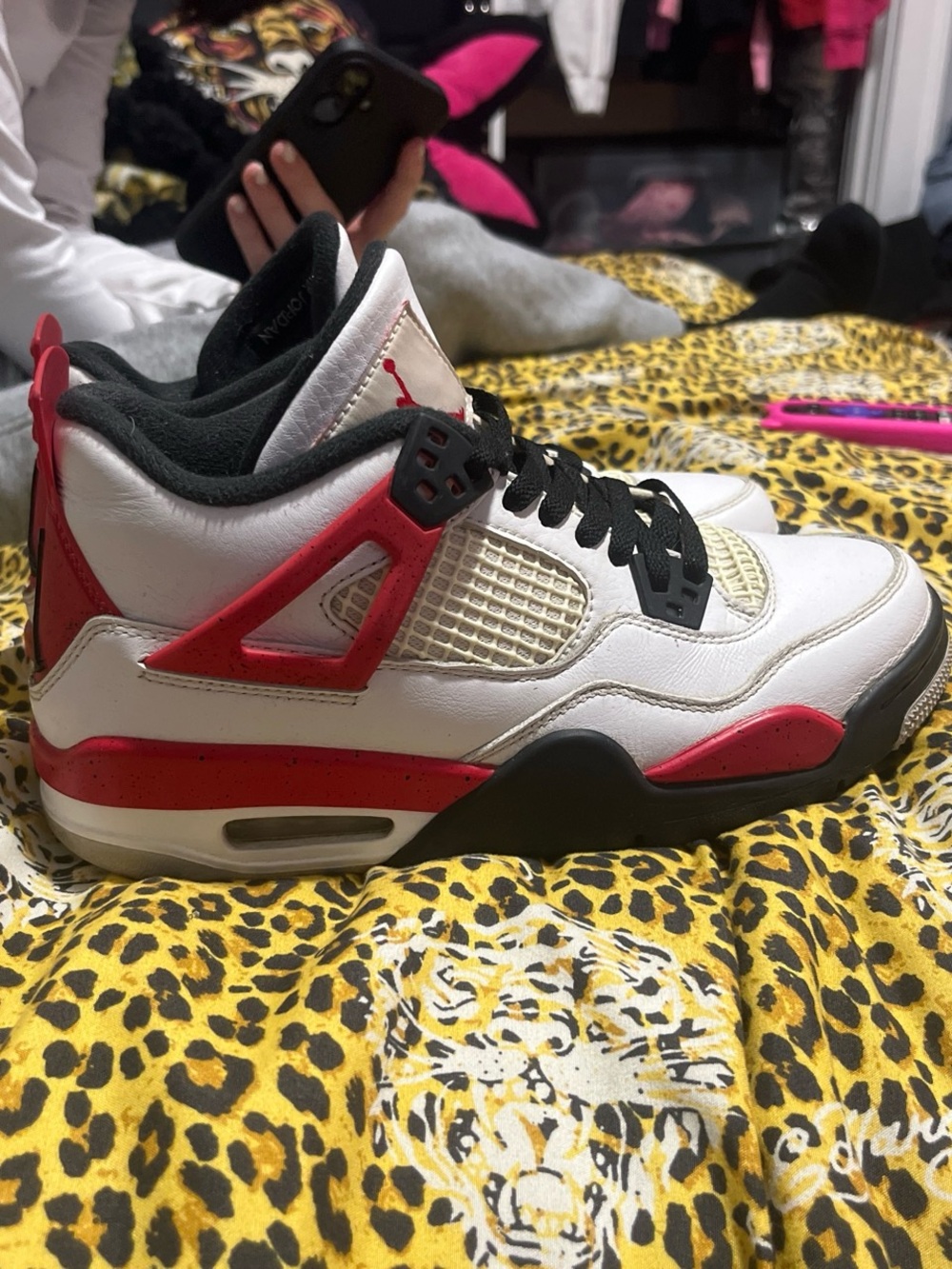 Jordan Kids White and Red Retro Basketball Sneakers